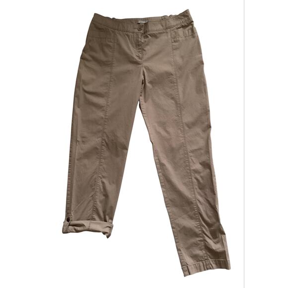 Chico’s Pants - Chico’s Khaki Front Seam Convertible Roll-Cuff Cropped Utility Pants Tan size 2